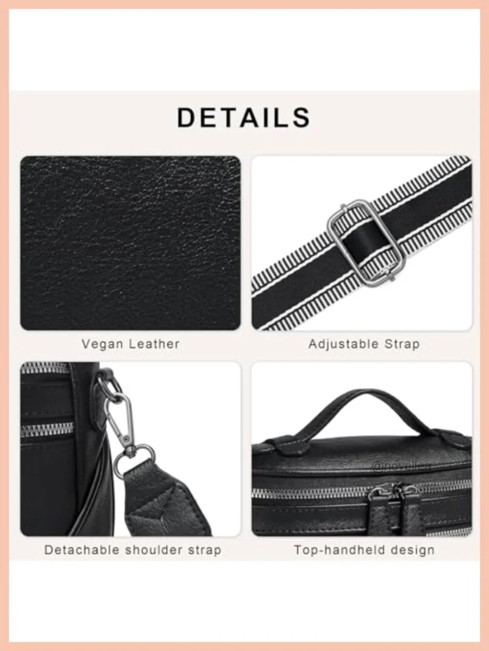 Women's Faux Leather Crossbody Bag with Adjustable Wide Strap, Shoulder Purse